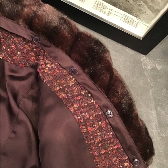 Vintage Jones NY Womens Tweed Wool Blazer Size L Faux Fur Collar Boucle Jacket - Picture 13 of 16